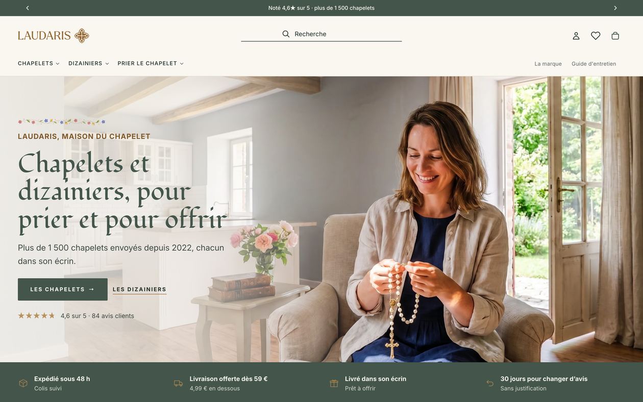 Laudaris, Boutique en ligne · Shopify