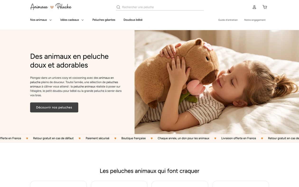Animaux en Peluche, Boutique en ligne · Shopify