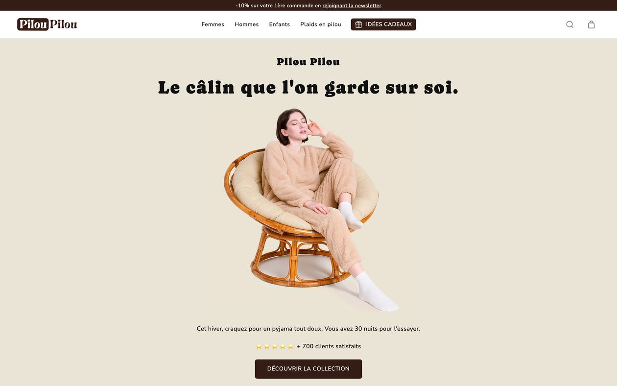 Pilou Pilou, Boutique en ligne · Shopify